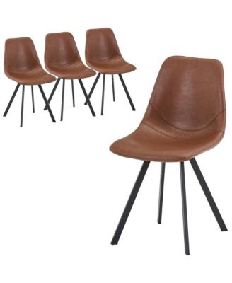 Markley 4-PCS Mid-Century Modern Leather Upholstered Desk Chair for Kitchen, Dining and Office