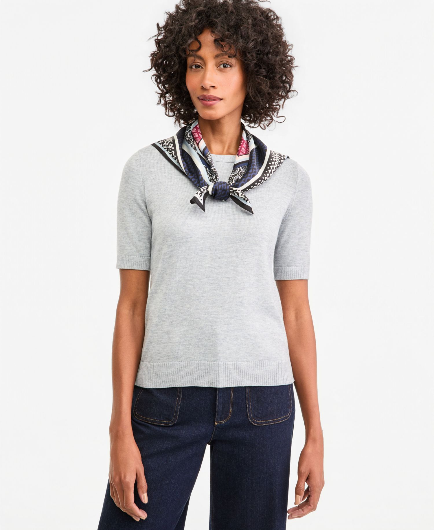 Women's Accent Rib Knit Scarf T-Shirt