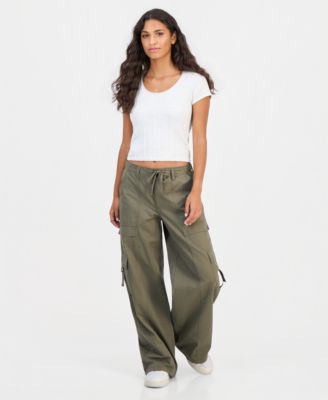 Juniors' Butter Twill Wide-Leg Cargo Pants