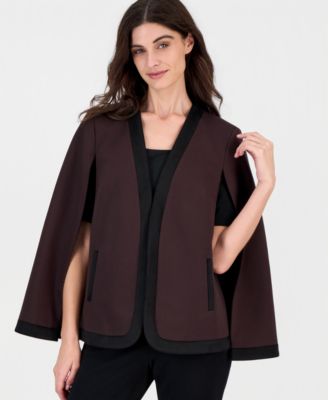 Women's Color-Blocked Shoulder Padding Cape with Combo Framing