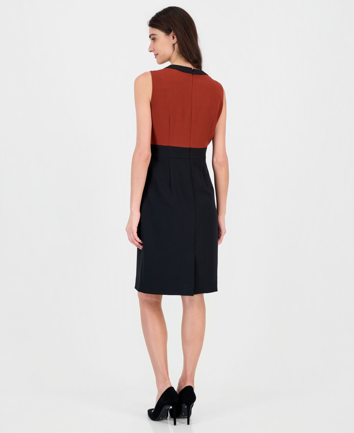 Women's Sleeveless Contrast Bodice Sheath Dress