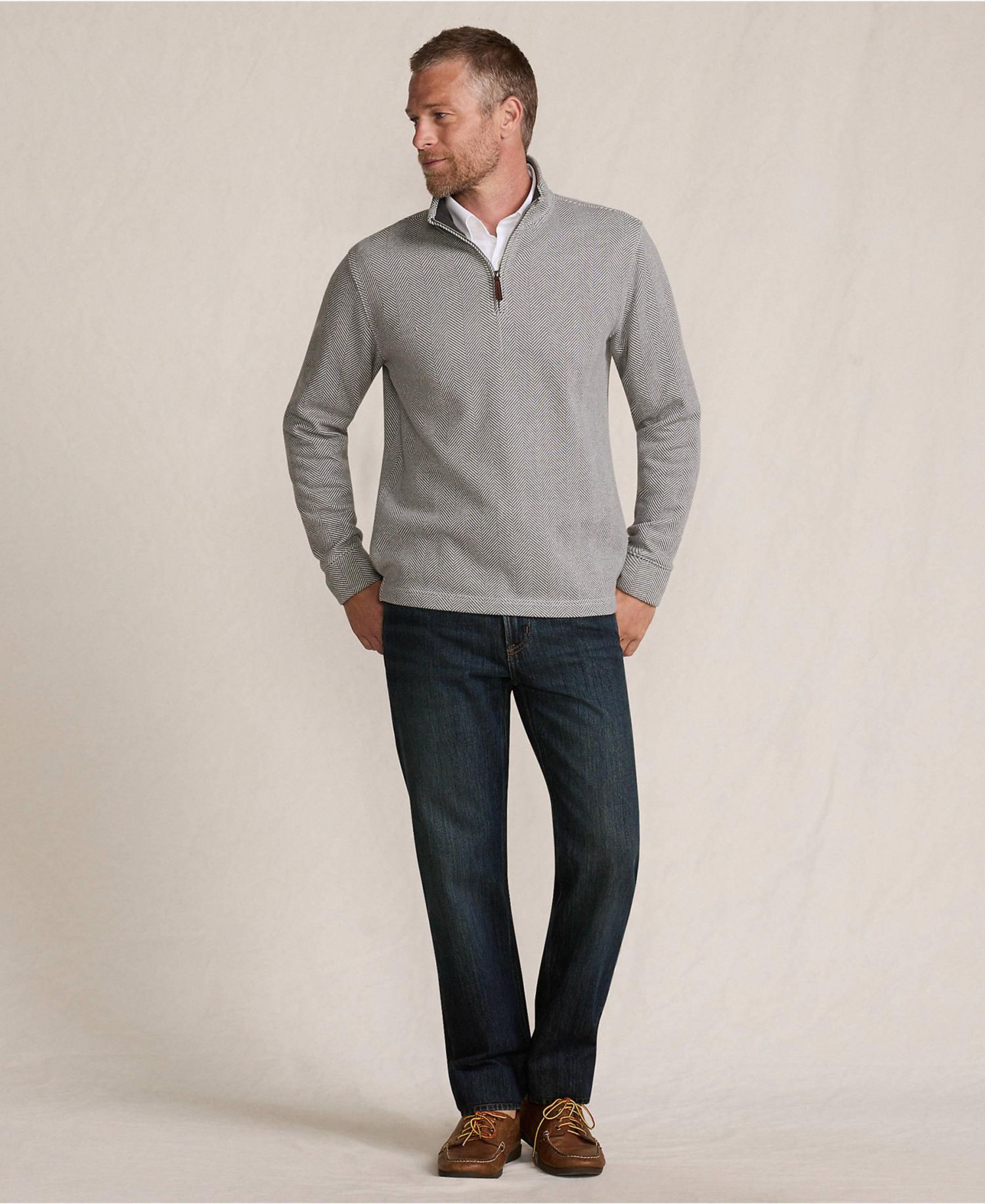 Men's Bedford Rib Casual Quarter Zip Pullover Sweater