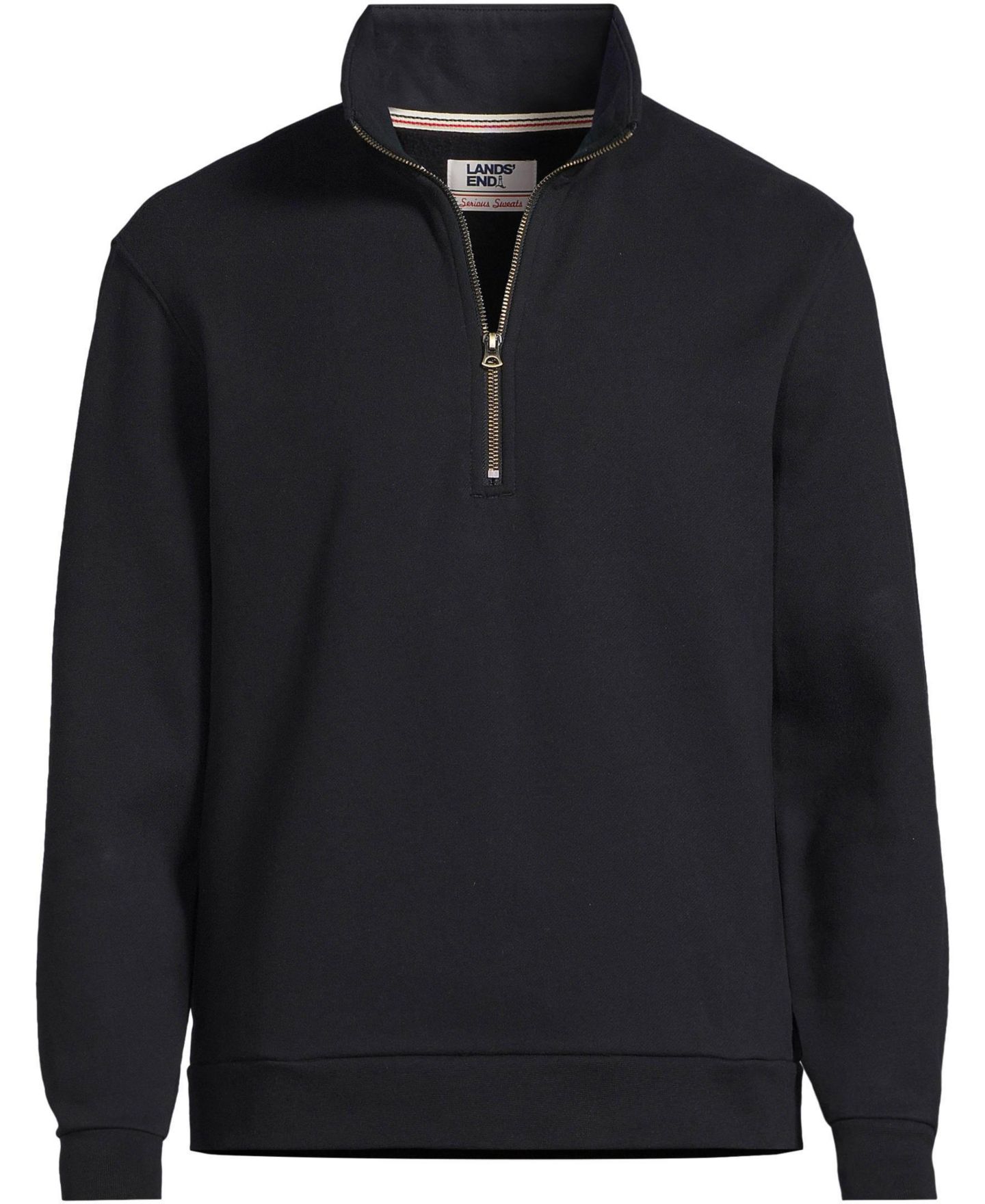 Мужской свитшот Lands' End Long Sleeve Serious Sweats Quarter Zip, цвет: Чёрный — фото 3