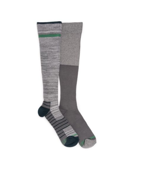 Носки Compression для мужчин, высокие, хлопок — MUK LUKS, цвет: Серый / Зелёный