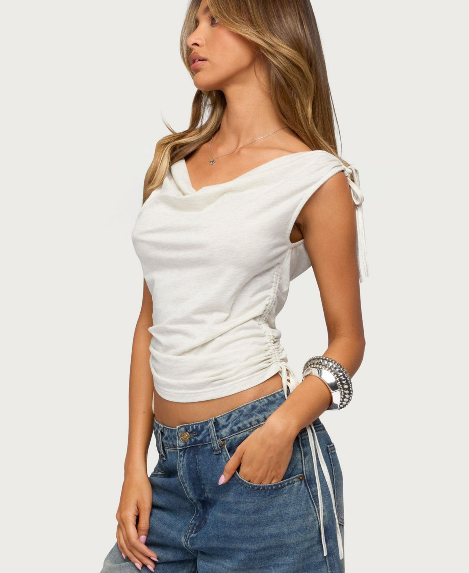 Women's Royan Cowl Neck Drawstring Top