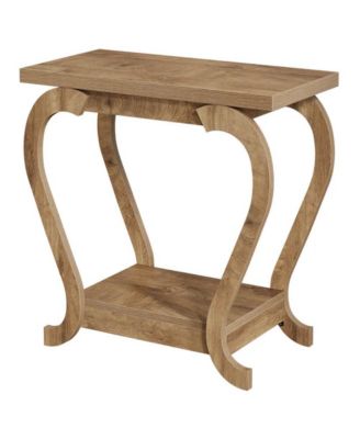 2-Tier Narrow End Table with Storage Shelves