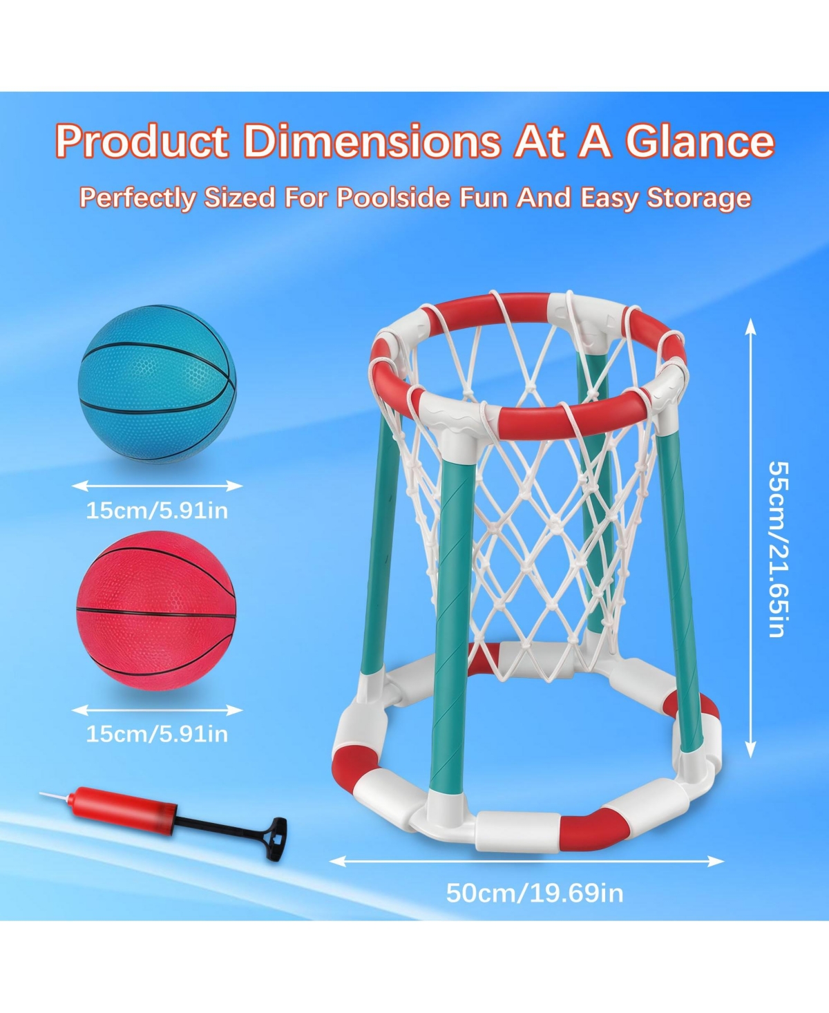 Gnuadz Pool Basketball Hoop Floating Set Adults Balls Pump Outdoor Water Play Summer