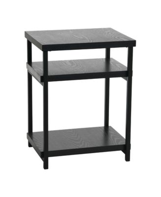 Jamestown Rectangular Side End Table with Storage Shelves Oak Wood Grain and Metal