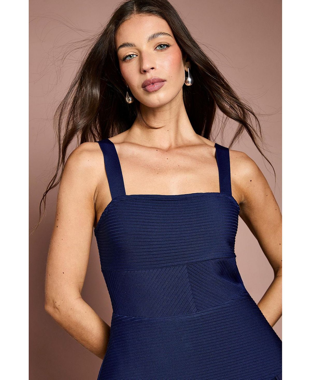 Coast Women's Bandage Square Neck Pleated Midi Dress view 4 — MAYCSS fashion products