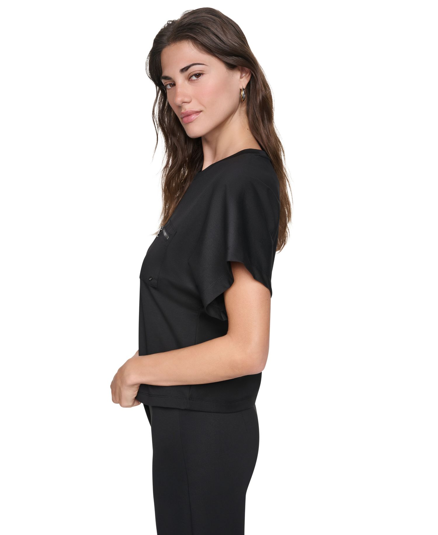 Women's Dolman-Sleeve Zip-Pocket Shirt