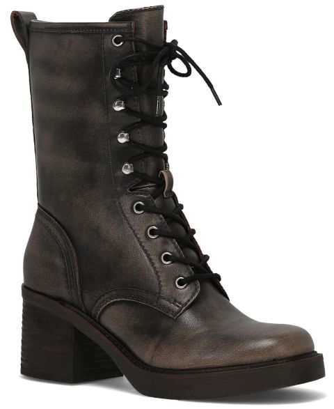 Женские ботинки Frye and Co. Fynn Block Heel Lace Up Combat Booties, цвет: Чёрный молочный