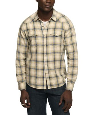 Men's Indigo Plaid Long-Sleeve Western Shirt
