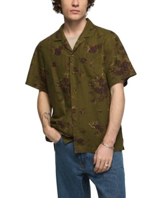 Men's Printed Short-Sleeve Camp Collar Shirt