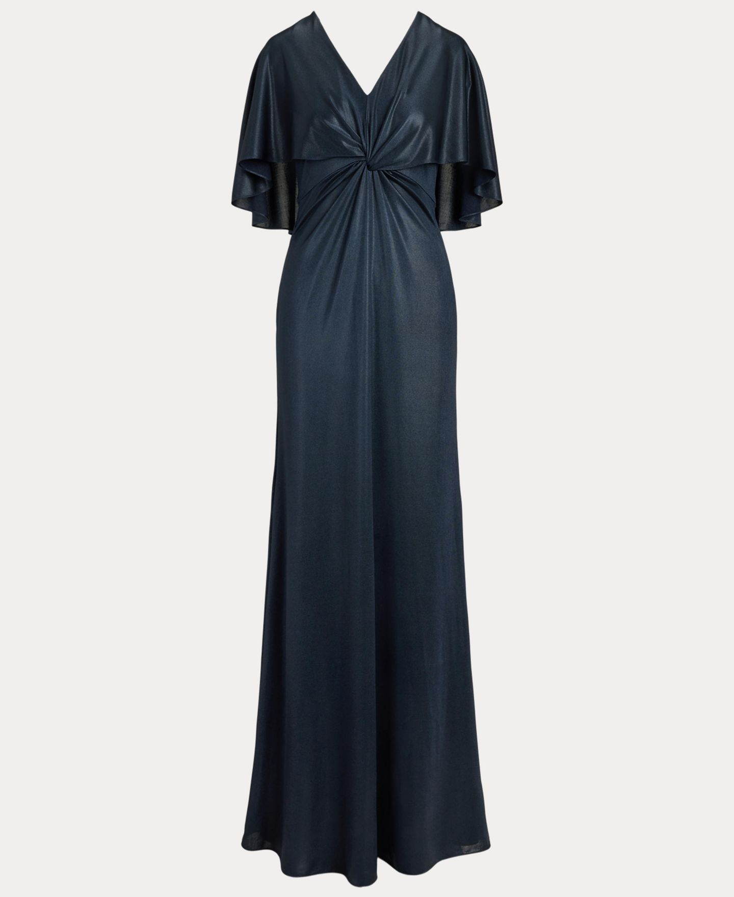 Женские платья Lauren Ralph Lauren Metallic Jersey Twist-Front Cape Gown, цвет: Тёмно-синий — фото 5