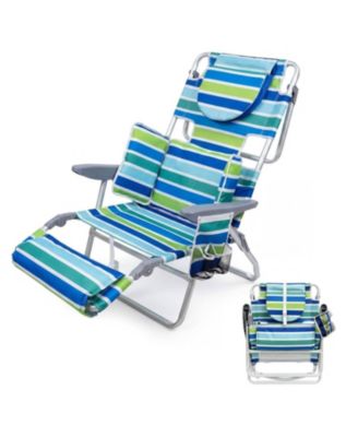 1 Pack Outdoor 3-in-1 Beach Chair, Folding Tanning Lounger with Face Hole