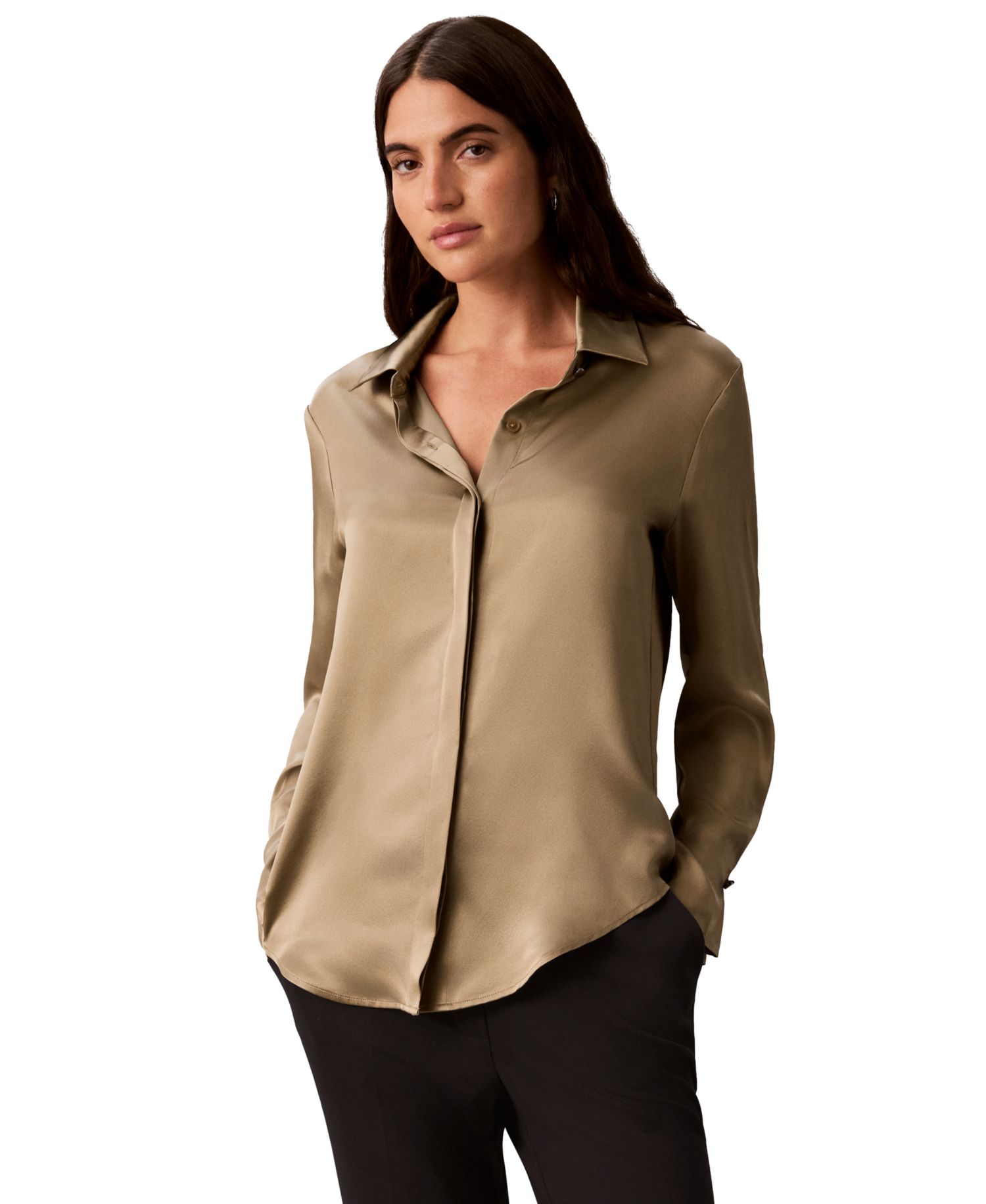 Petite Long-Sleeve Collared Shirt