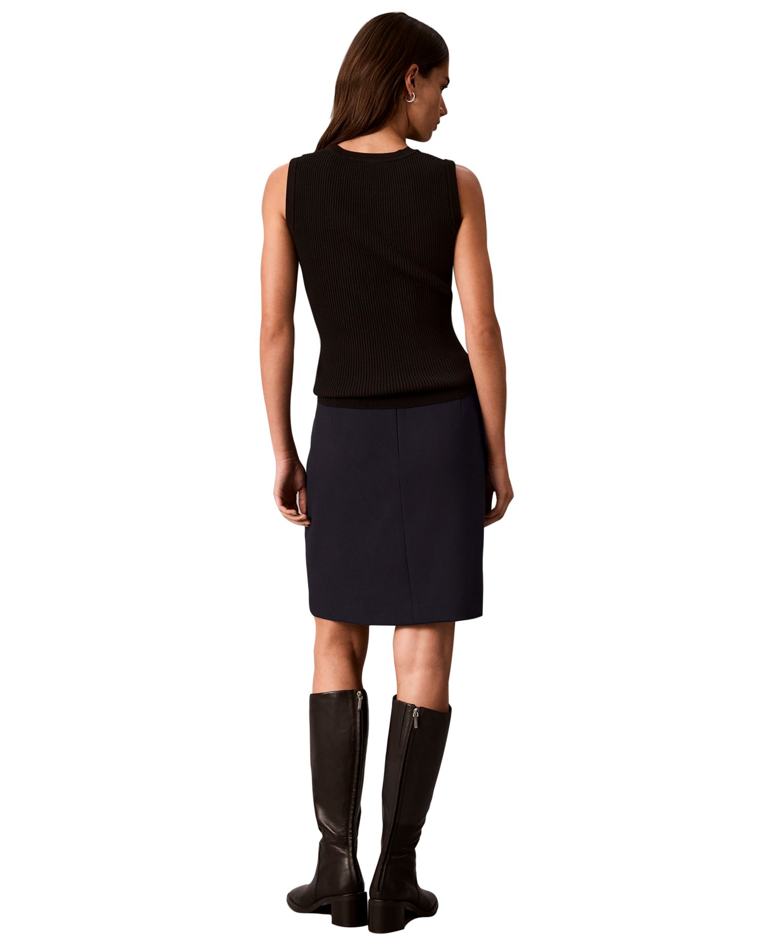 Petite A-Line Twill Knee-Length Skirt