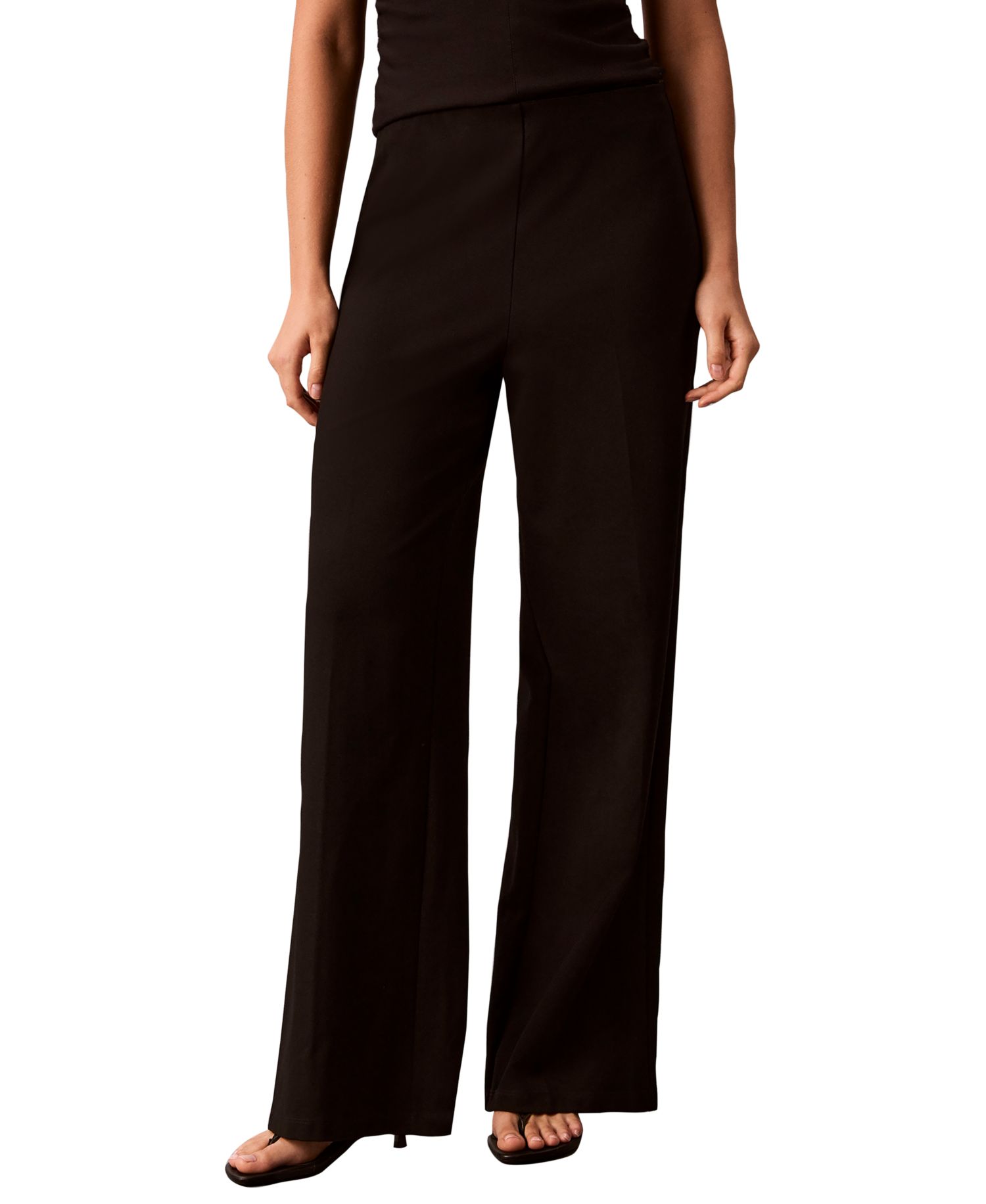 Petite High-Waisted Pull-On Wide-Leg Pants