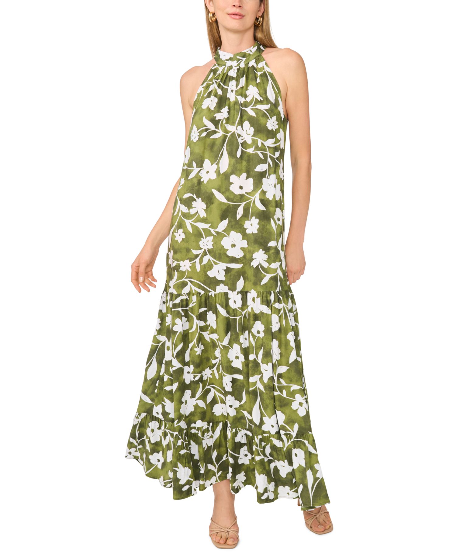 Women's Floral Halter Challis Dress