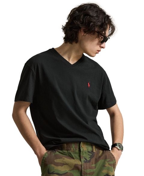 Мужская футболка Polo Ralph Lauren Classic-Fit V-Neck, цвет: Чёрный