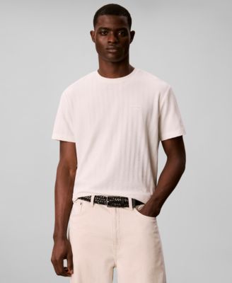 Men's Vertical Stripe Textured Crewneck T-Shirt