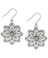 Lucky Brand Two-Tone Openwork Floral Drop Earrings - Silver/gold