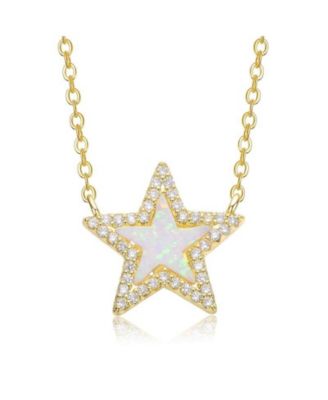 Dainty 14K Gold Plated Sparkling Opal and CZ Halo Necklace