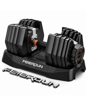 DB1 Single Adjustable Dumbbell, 15-in-1 QuickDial 52.5lb, with Storage Box and App, Home Gym Weights for HIIT and Drop Set