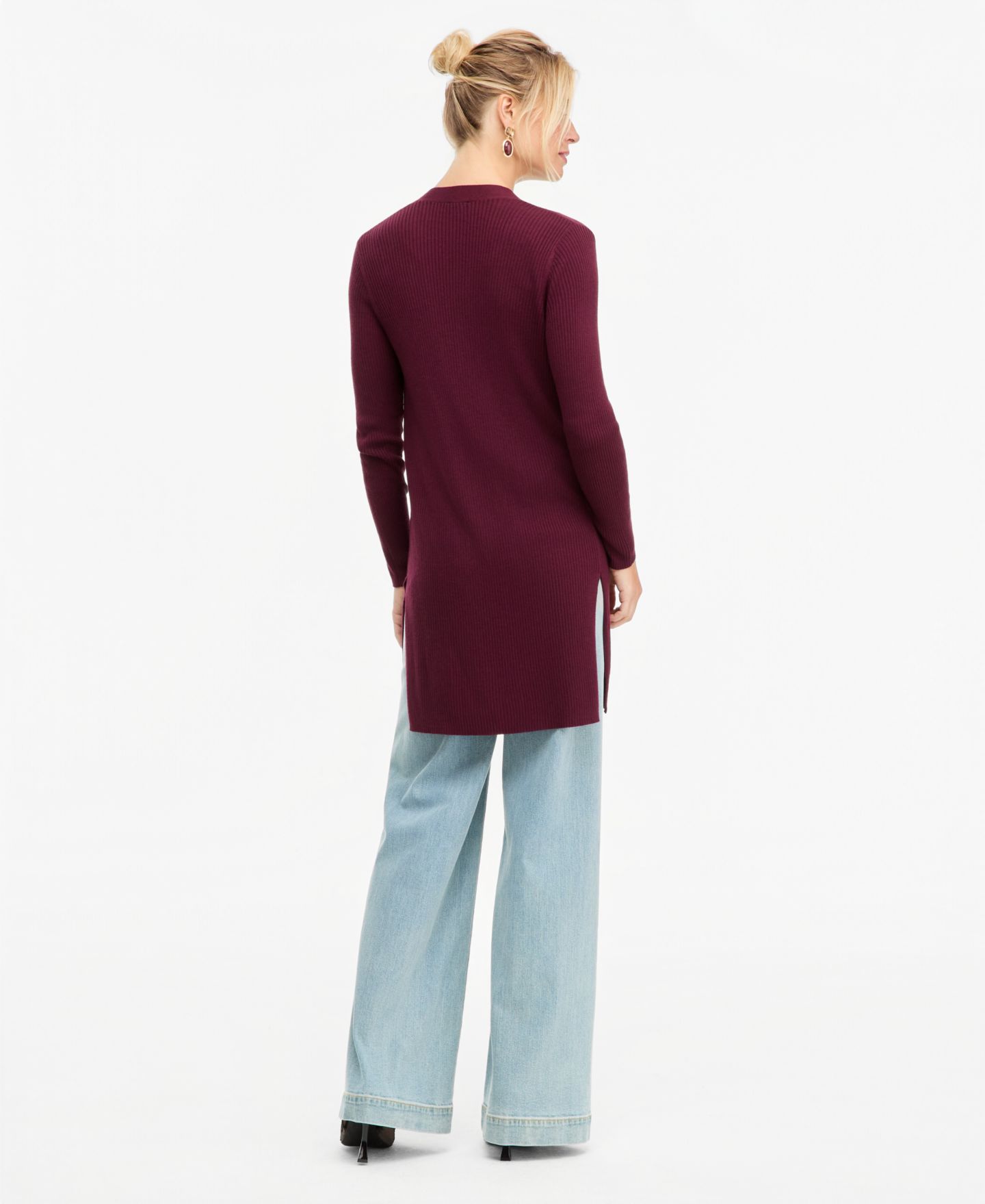 Женский кардиган I.N.C. International Concepts Duster Open-Front Ribbed, цвет: Ягодный винный — фото 2