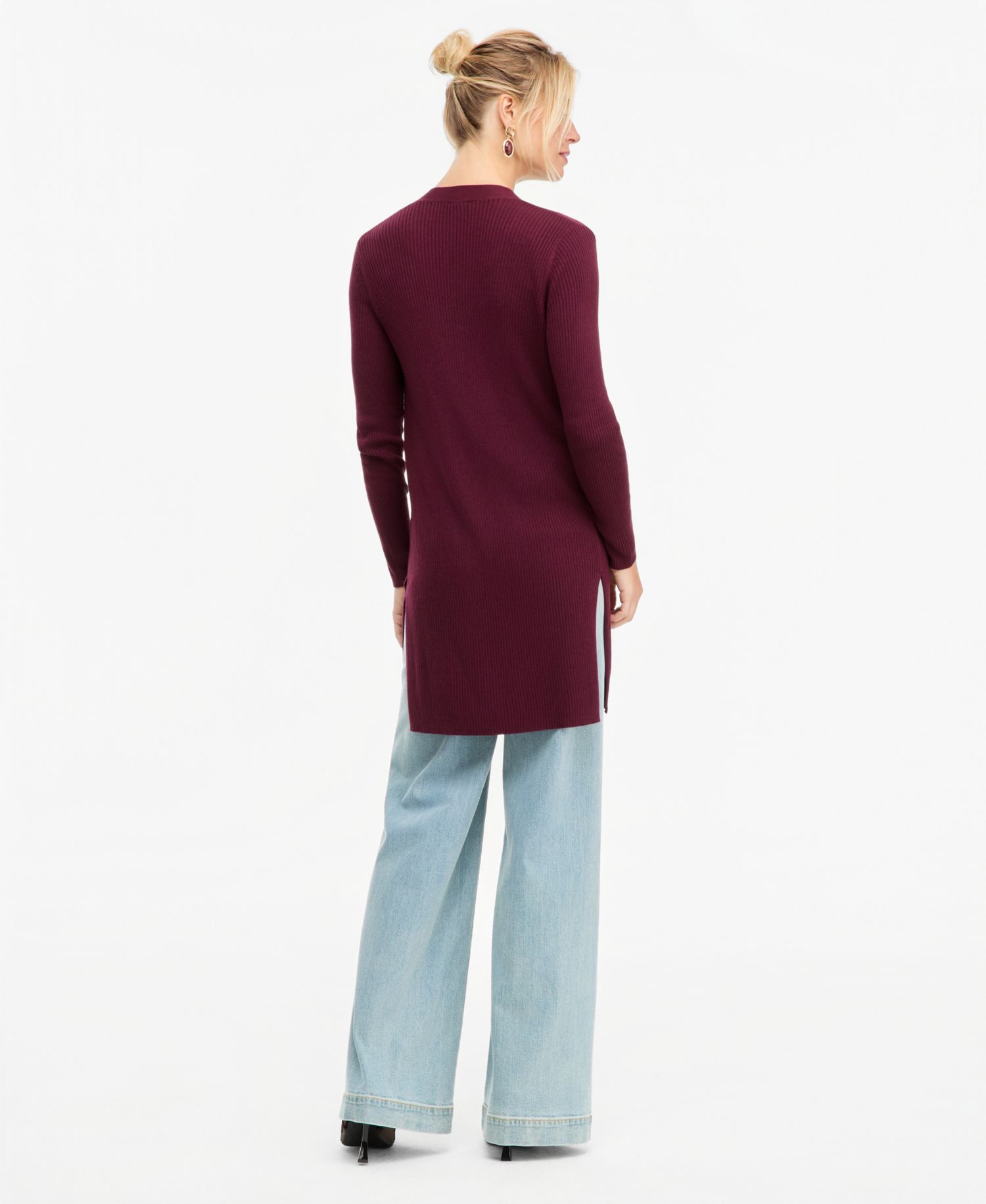 Women's Duster Open-Front Ribbed Cardigan