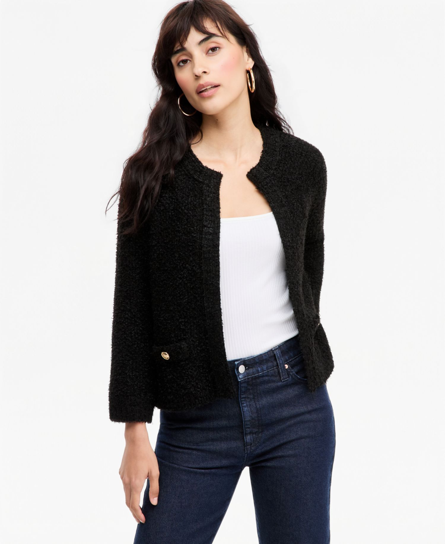I.N.C. Women's Eyelash 3/4-Sleeve Cardigan