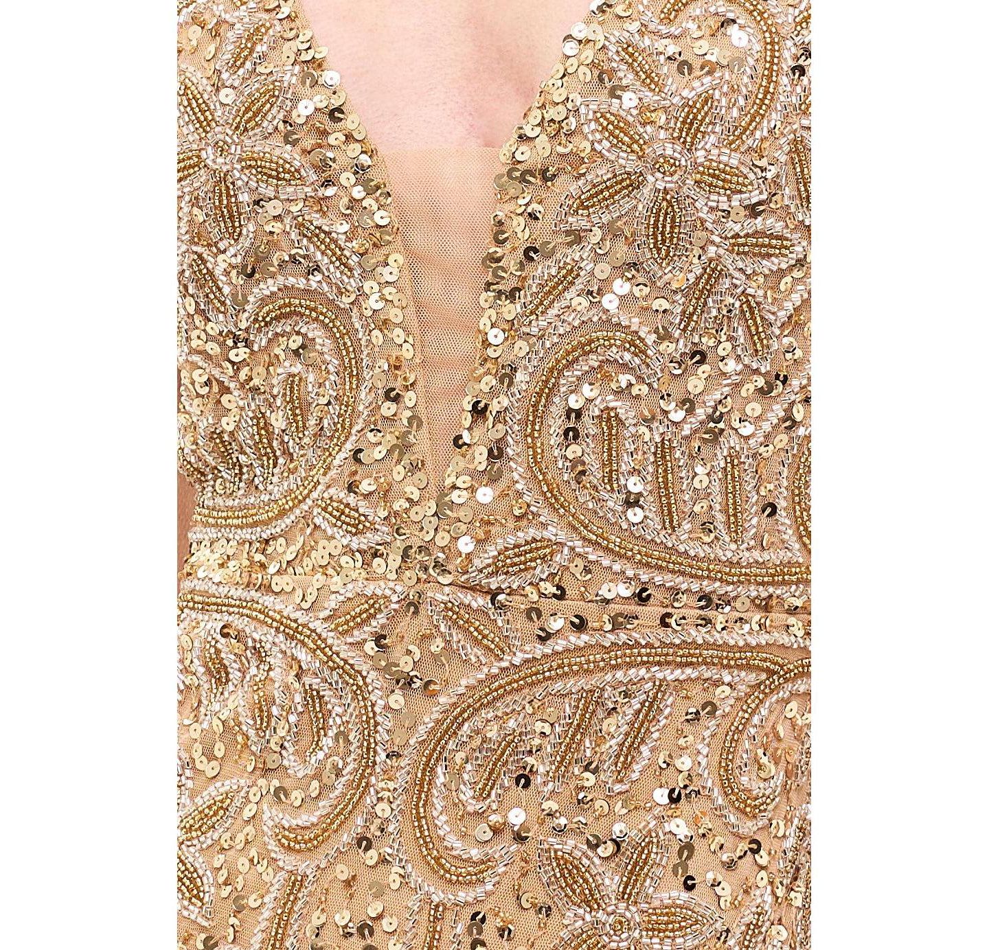 Женское платье BEAUUT Embellished Sequin Maxi Dress With Trail — фото 3