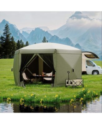 11.8Feet Collapsible Gazebo Tent With 6 Removable Wind Panels For Outdoor Events, Camping, Patio, Backyard