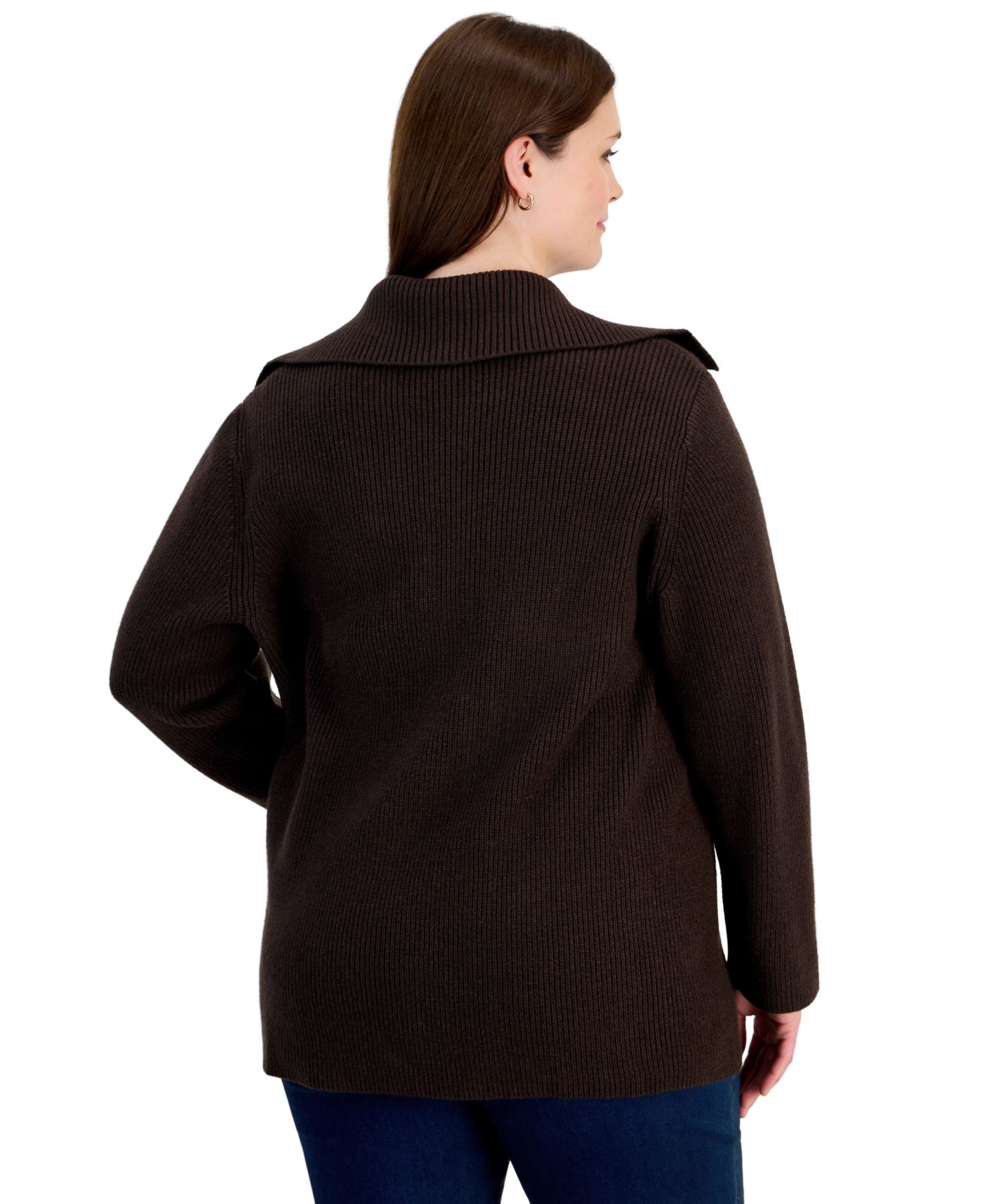 Женская блузка Jones New York Plus Size Collared Toggle-Front Long-Sleeve, цвет: Кофейный — фото 4