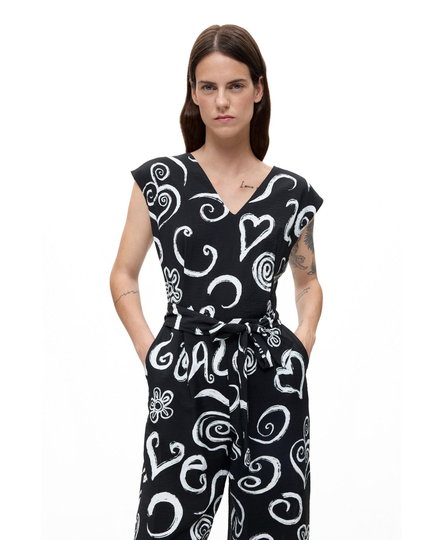 Women's Printed Letter Jumpsuit