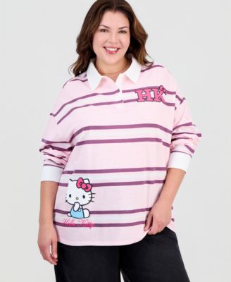Plus Size Hello Kitty Athletic Striped Polo Shirt