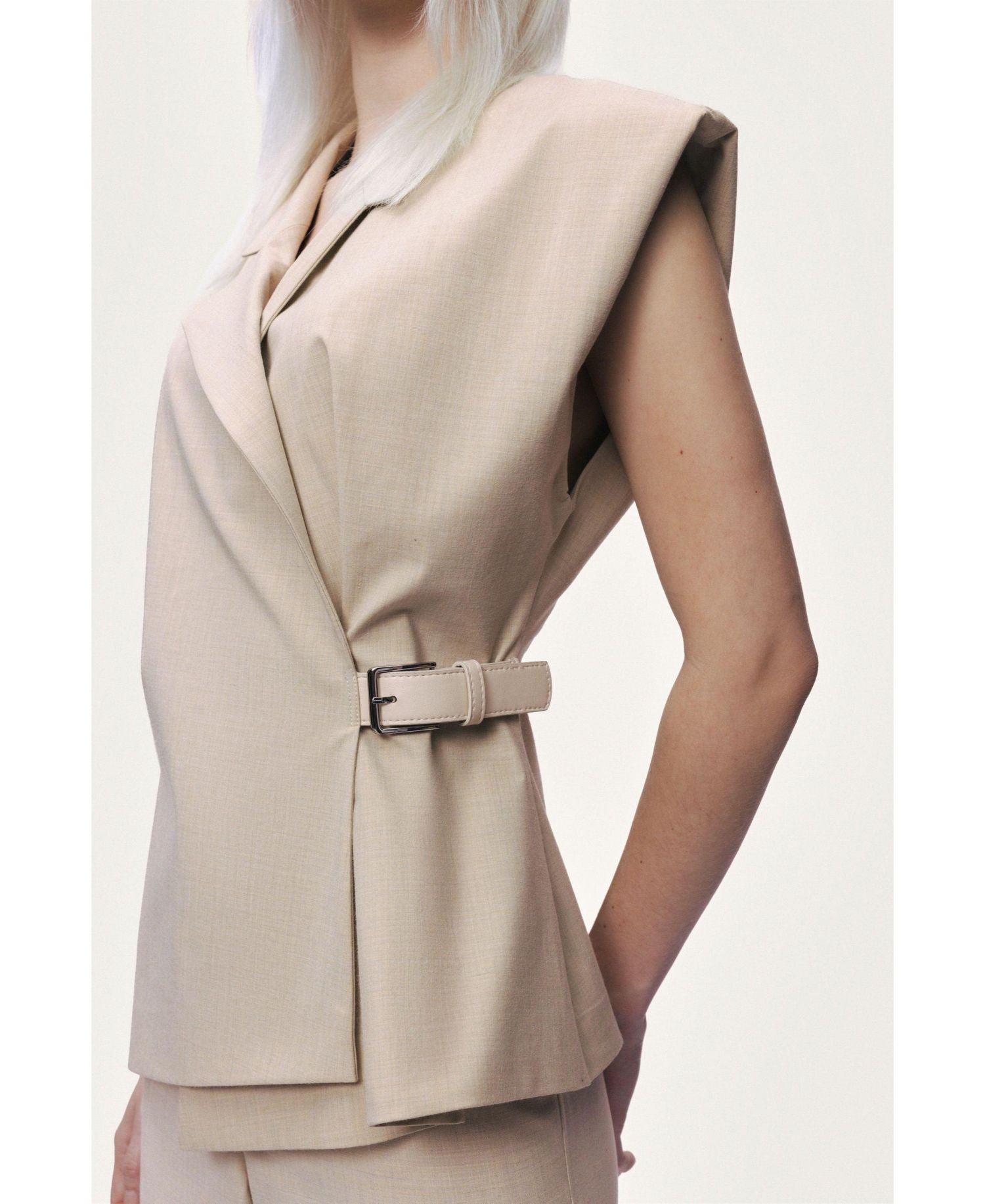 Women's Belted Double-Breasted Vest