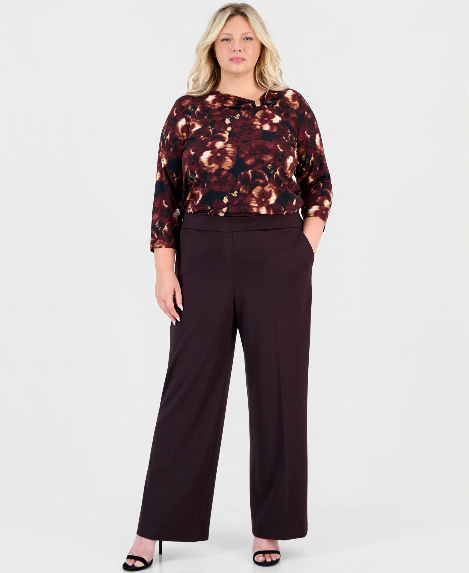 Plus Size Wide-Leg Pull-On Pants