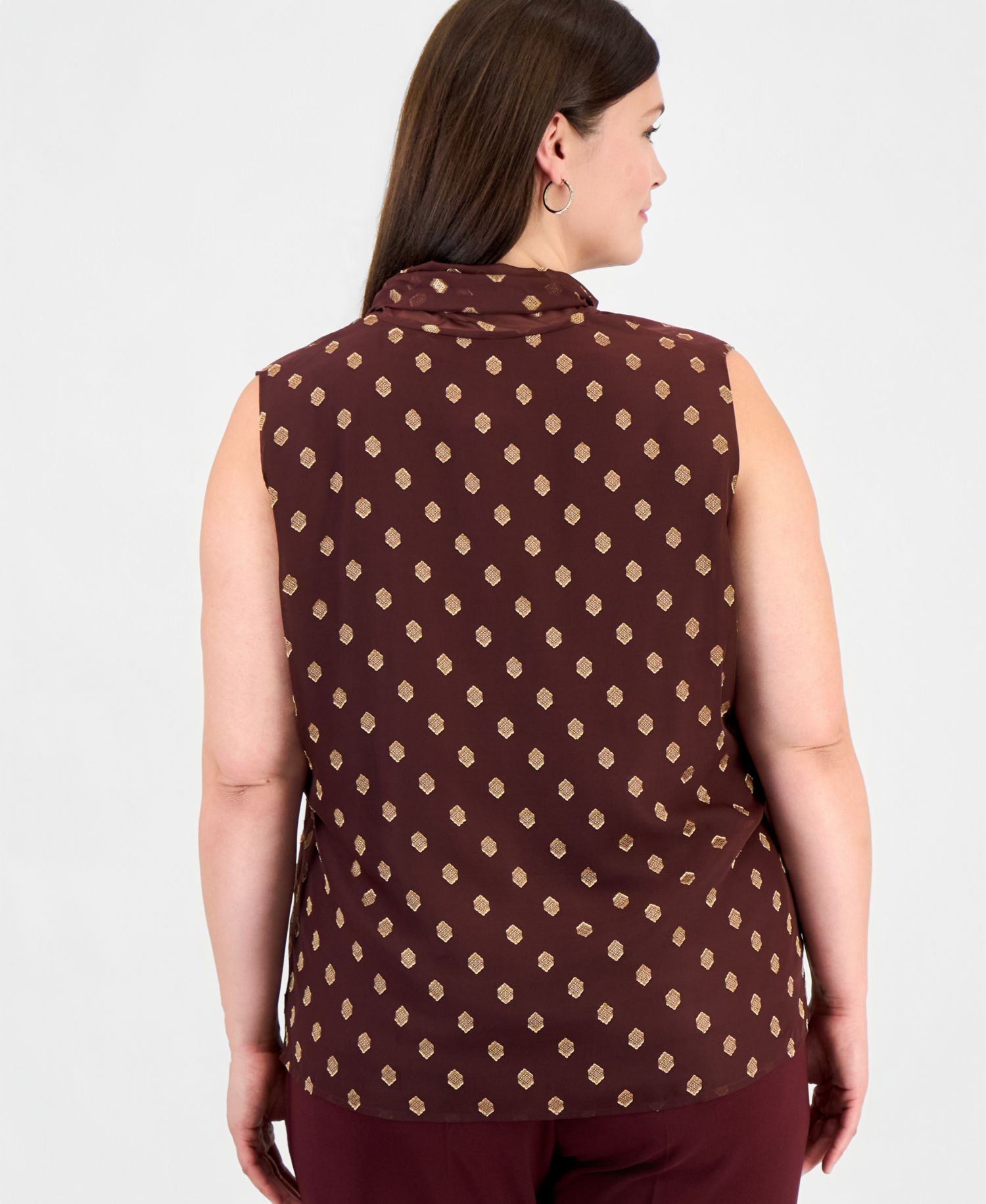 Plus Size Bow Tie Front Sleeveless Blouse