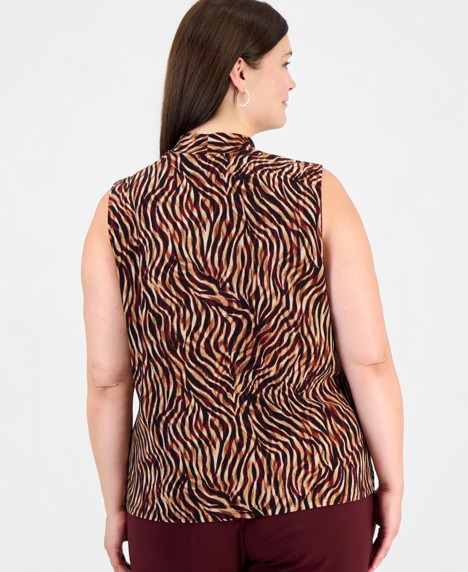 Plus Size Animal-Print Sleeveless Wrap Top