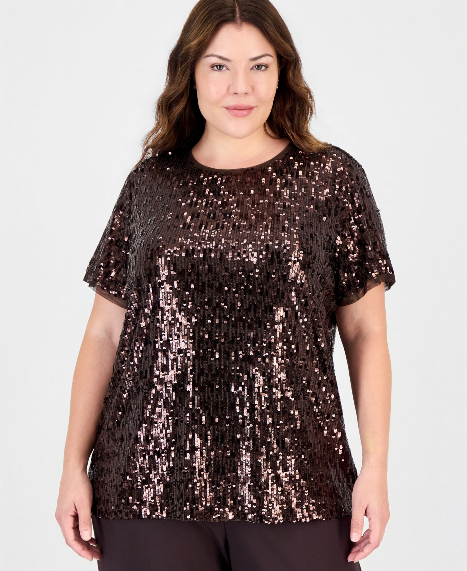 Plus Size Sequin Crewneck T-Shirt