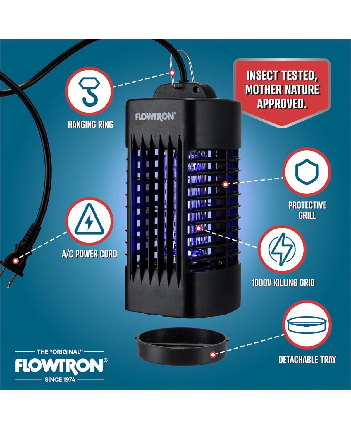 Flowtron Indoor Bug Zapper 1000V Uv Light Mosquito and Fly Trap Plug-In for Home 160 Sq Ft