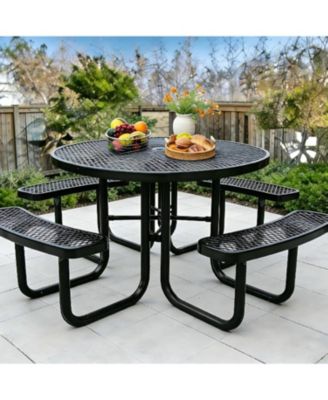 Heavy Duty 46" Round Patio Picnic Tables for Outdoors with Umbrella Hole