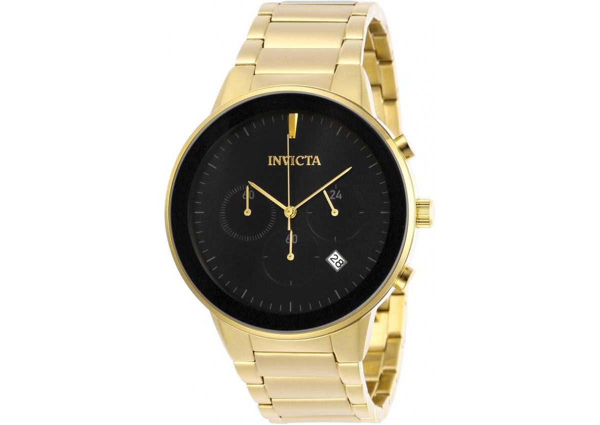 29480 Mens Specialty Quartz Chronograph Black Dial Watch with Gold Tone