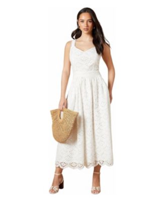 Women's Embroidered Broderie Midi Dress