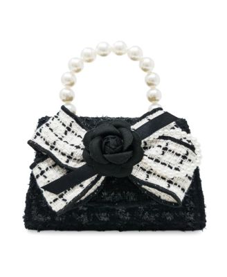 Coco Ribbon Kids Tweed Handbag with Pearl Handle