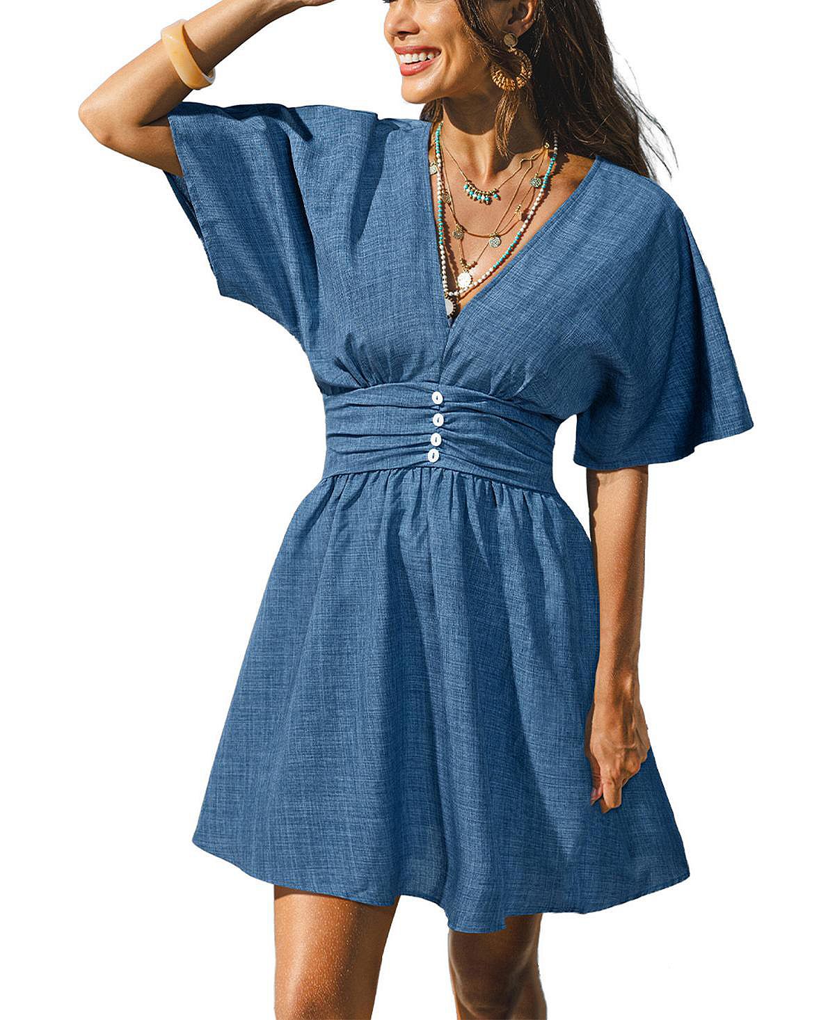 Cupshe Women's Striped Mini Beach Dress view 2 — MAYCSS fashion products
