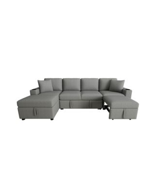 Sectional Sofa Bed L-shaped Sofa with Movable Storage Ottoman
