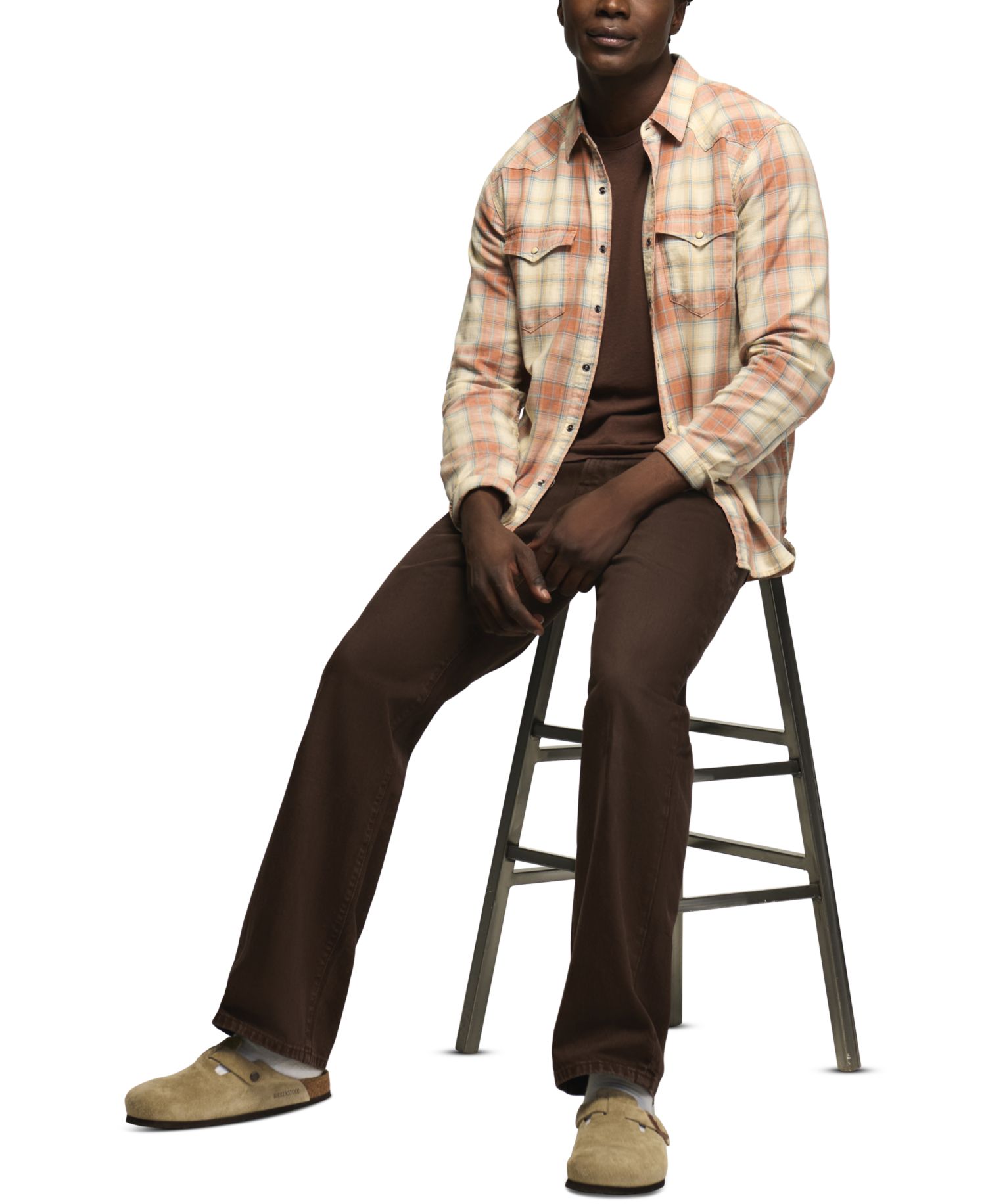 Men's Plaid Long-Sleeve Western Shirt