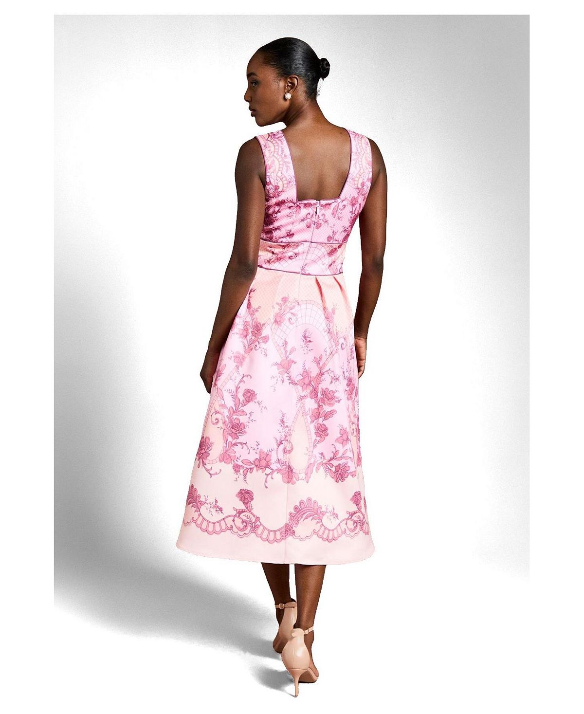 Coast Women's V-Neck Satin Floral Print Midi Dress view 3 — MAYCSS fashion products